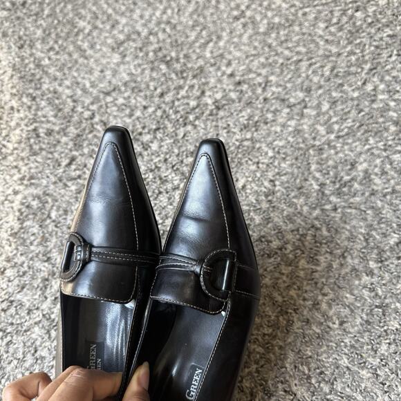 VTG Paul Green Leather Low Kitten Heel Pumps Black Y2K 90s Pointed Toe US 6 - Picture 9 of 12